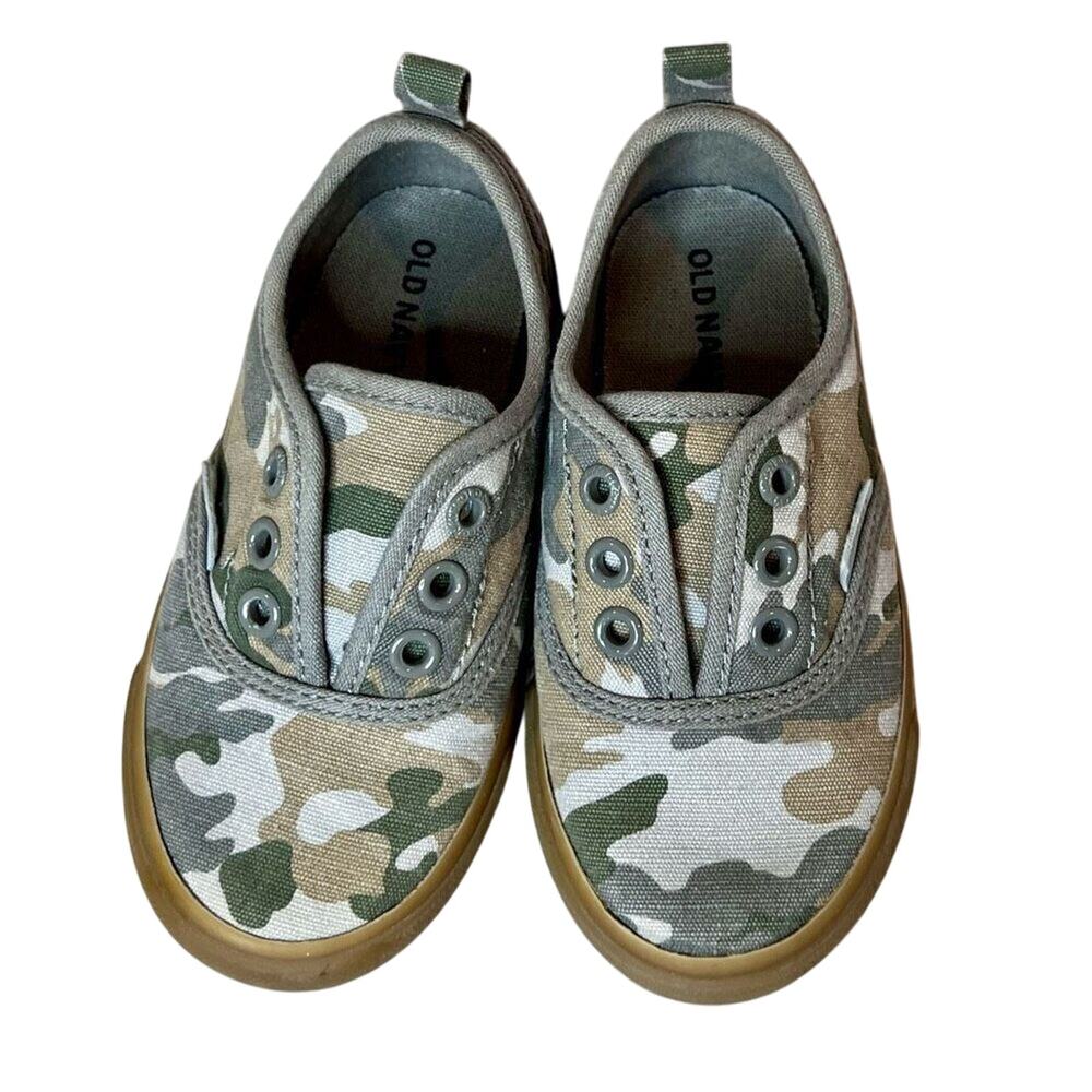 Old Navy Olive Green Camo Slip On Sneaker Toddler sz 7C Kidcore Casual Boys